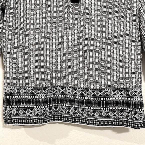 Cynthia Rowley Women Tunic Top 1X Black Abstract Print Coastal Grandma Preppy - Picture 6 of 14
